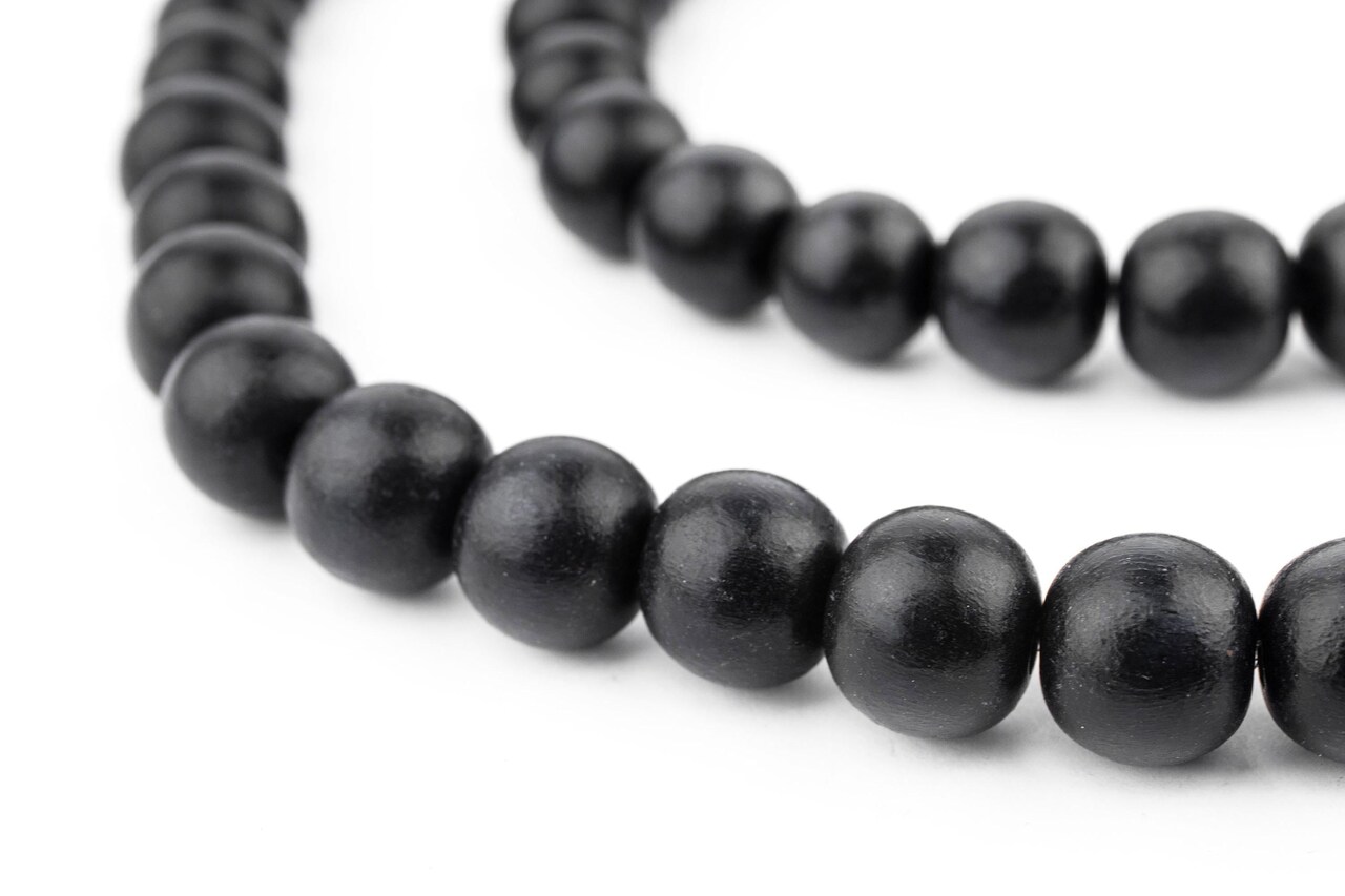 The Bead Chest Natural 10mm Wooden Beads in Black for Jewelry Making – Round Loose Wood Spacer Beads I Approximately 40 Beads